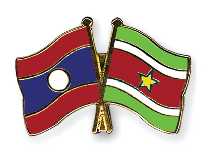 Fahnen Pins Laos Surinam