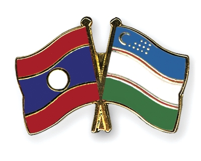 Fahnen Pins Laos Usbekistan