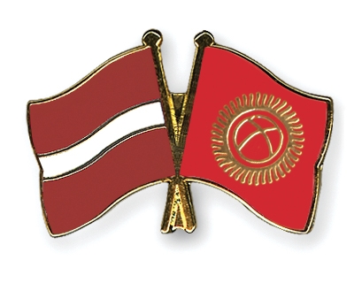 Fahnen Pins Lettland Kirgisistan