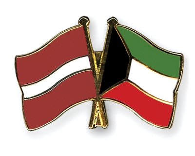 Fahnen Pins Lettland Kuwait