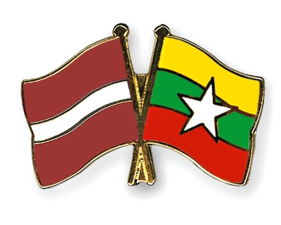 Fahnen Pins Lettland Myanmar