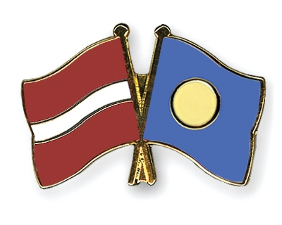 Fahnen Pins Lettland Palau