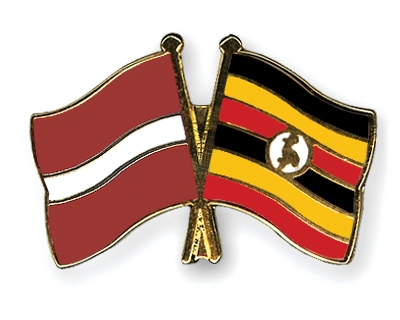 Fahnen Pins Lettland Uganda