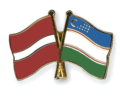 Fahnen Pins Lettland Usbekistan