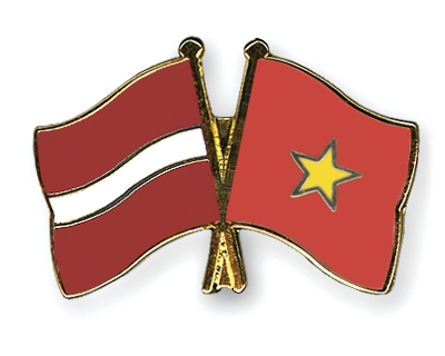 Fahnen Pins Lettland Vietnam