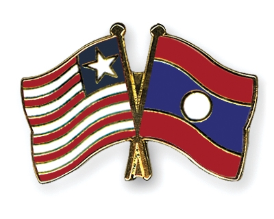 Fahnen Pins Liberia Laos