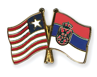 Fahnen Pins Liberia Serbien