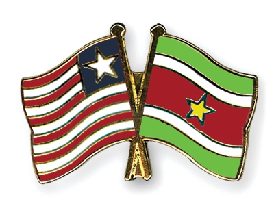Fahnen Pins Liberia Surinam