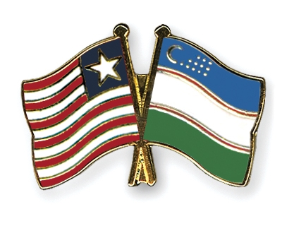 Fahnen Pins Liberia Usbekistan