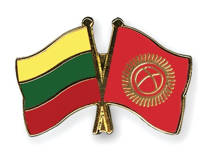Fahnen Pins Litauen Kirgisistan