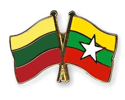 Fahnen Pins Litauen Myanmar