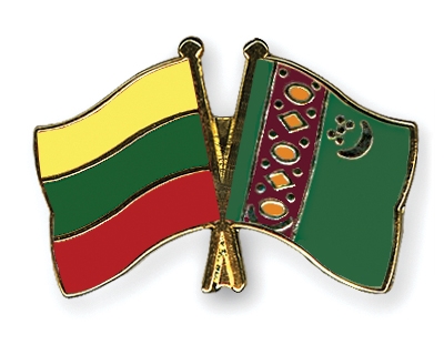 Fahnen Pins Litauen Turkmenistan
