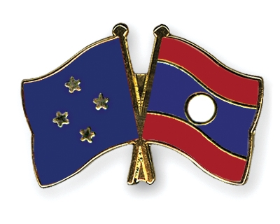 Fahnen Pins Mikronesien Laos