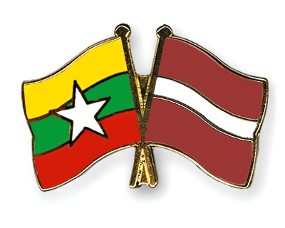 Fahnen Pins Myanmar Lettland