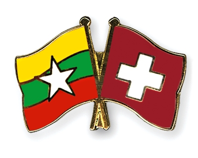 Fahnen Pins Myanmar Schweiz