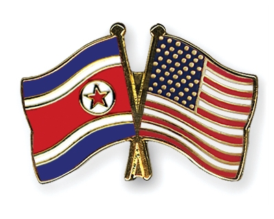 Fahnen Pins Nordkorea USA