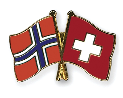 Fahnen Pins Norwegen Schweiz