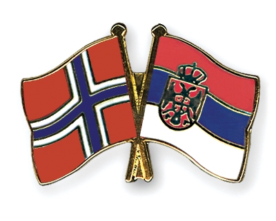 Fahnen Pins Norwegen Serbien