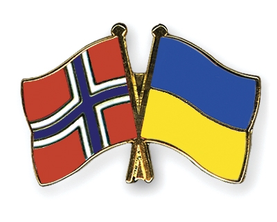 Fahnen Pins Norwegen Ukraine