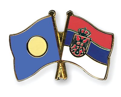 Fahnen Pins Palau Serbien