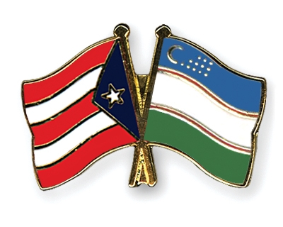 Fahnen Pins Puerto-Rico Usbekistan