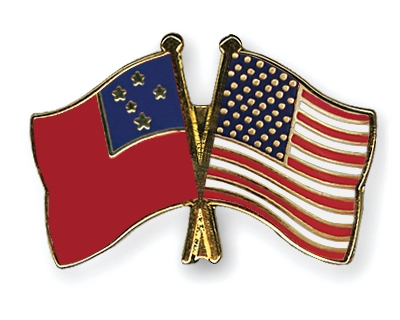 Fahnen Pins Samoa USA