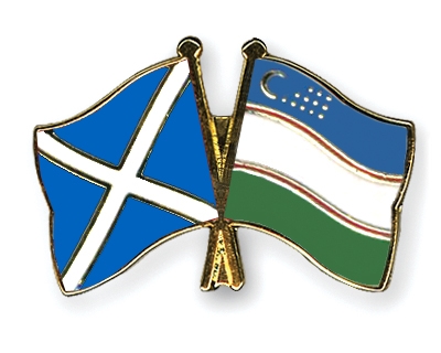 Fahnen Pins Schottland Usbekistan