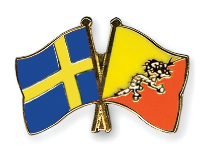 Fahnen Pins Schweden Bhutan