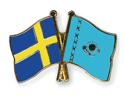 Fahnen Pins Schweden Kasachstan