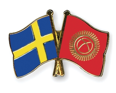 Fahnen Pins Schweden Kirgisistan