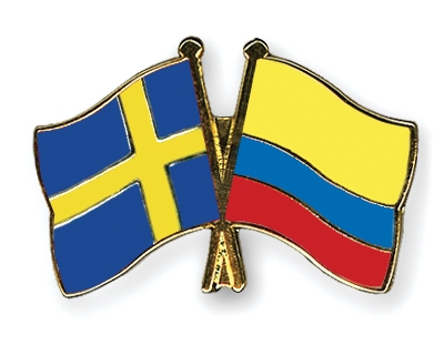 Fahnen Pins Schweden Kolumbien