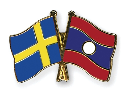 Fahnen Pins Schweden Laos