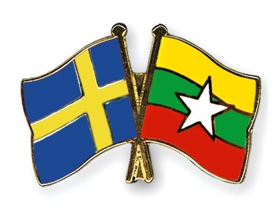 Fahnen Pins Schweden Myanmar