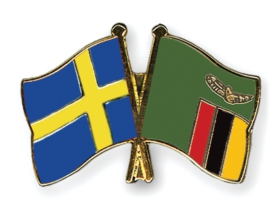 Fahnen Pins Schweden Sambia