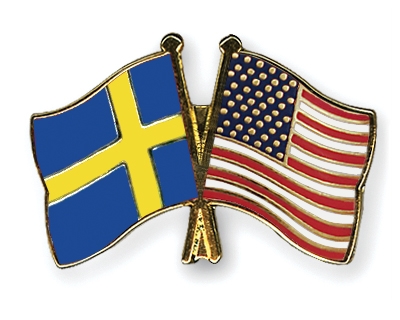 Fahnen Pins Schweden USA