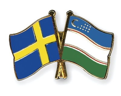Fahnen Pins Schweden Usbekistan