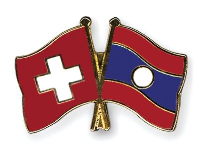 Fahnen Pins Schweiz Laos