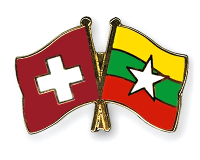 Fahnen Pins Schweiz Myanmar