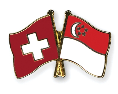 Fahnen Pins Schweiz Singapur