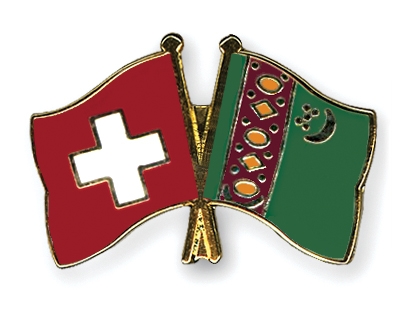 Fahnen Pins Schweiz Turkmenistan