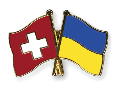 Fahnen Pins Schweiz Ukraine