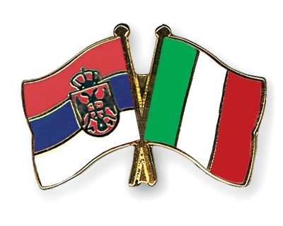 Fahnen Pins Serbien Italien