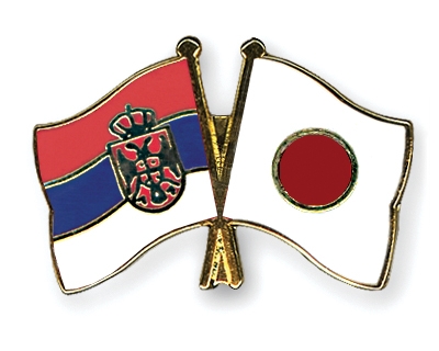 Fahnen Pins Serbien Japan