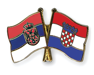 Fahnen Pins Serbien Kroatien
