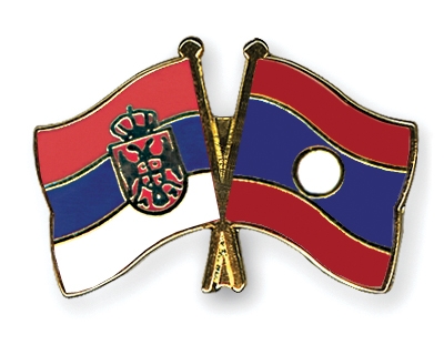Fahnen Pins Serbien Laos