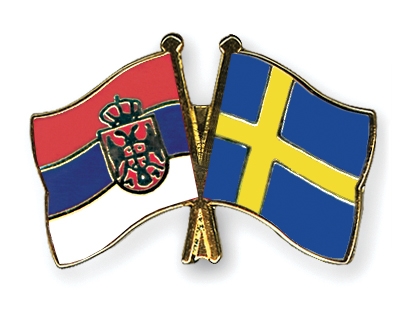 Fahnen Pins Serbien Schweden