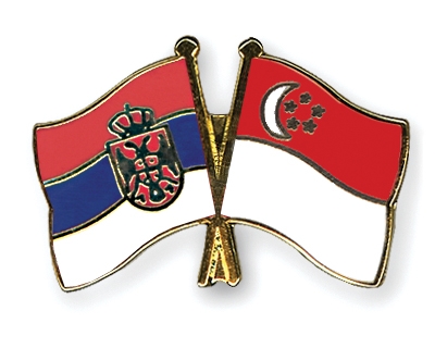 Fahnen Pins Serbien Singapur