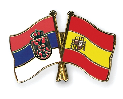 Fahnen Pins Serbien Spanien