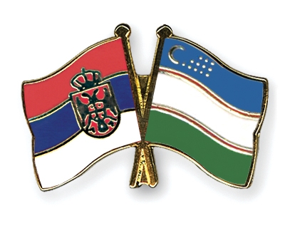 Fahnen Pins Serbien Usbekistan