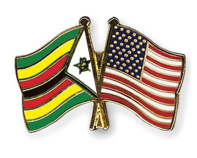 Fahnen Pins Simbabwe USA